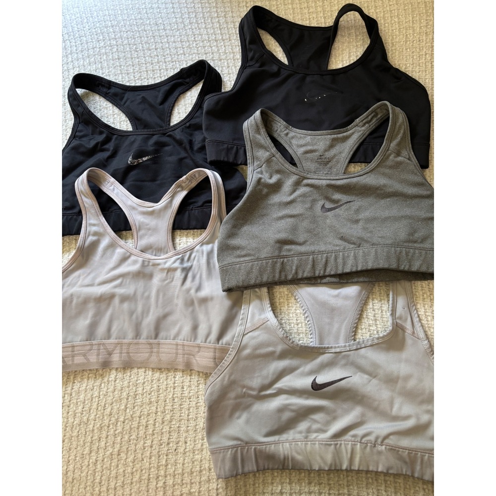 Nike Under Armour Sports Bra Lot 5 M Racerback Dri-FIT Workout Gym Activewear